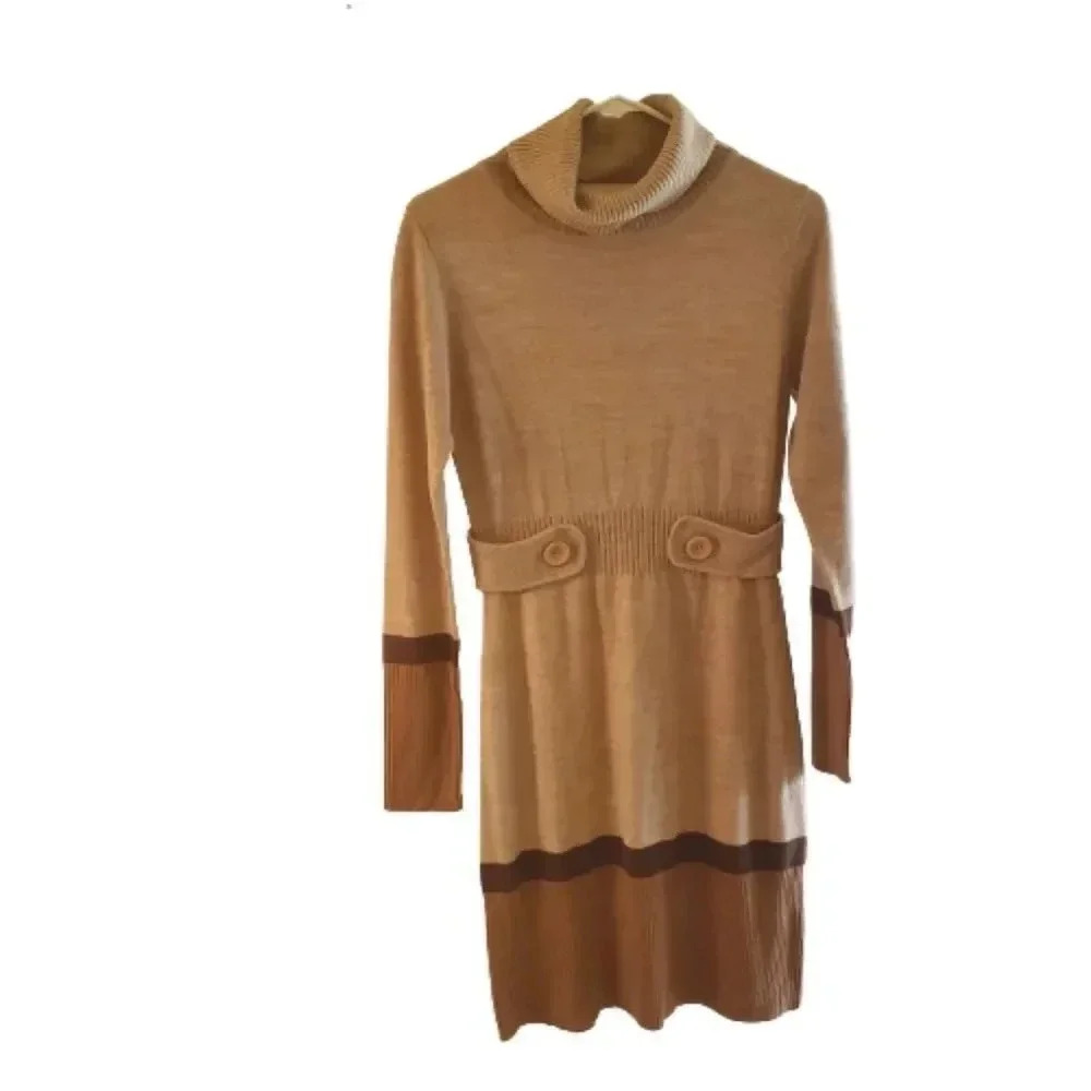 Brown and tan cowl neck sweaterdress Size Medium By I.N San Francisco